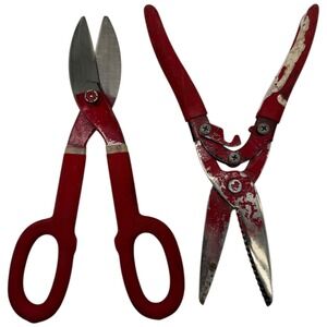 Wiss Metal Snips Set Aviation and Straight Cut Tin Snips Red Handles Used